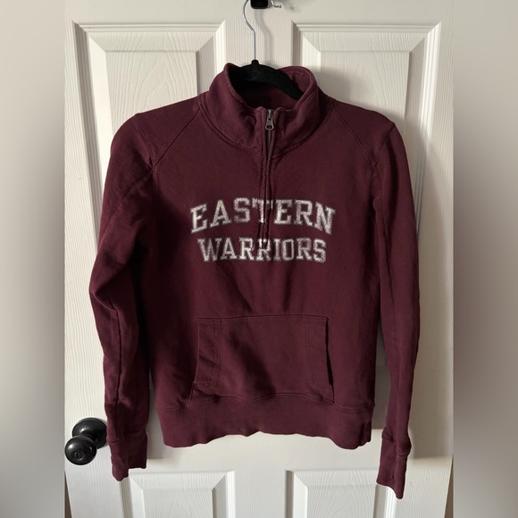 Eastern Connecticut State University 1/4 Zip Maroon Sweatshirt Women’s Size S - Picture 2 of 8